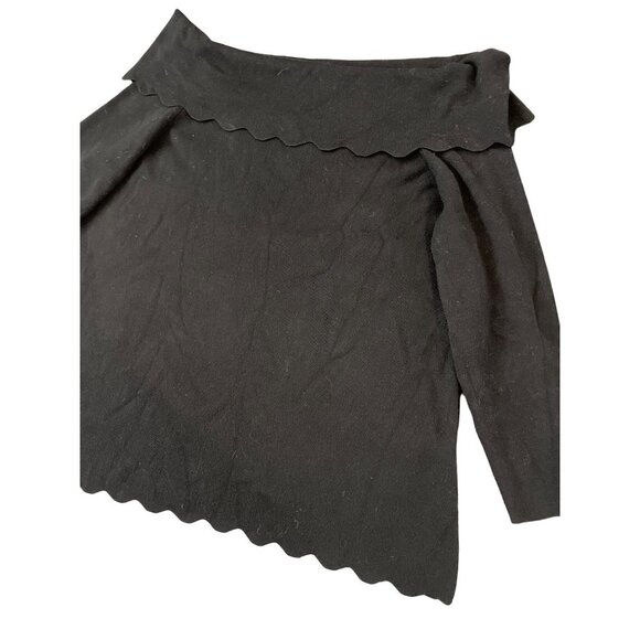 Cable & Gauge Black Off Shoulder Scalloped Hem Long Sleeve Knit Sweater Top Sz L - Picture 3 of 11